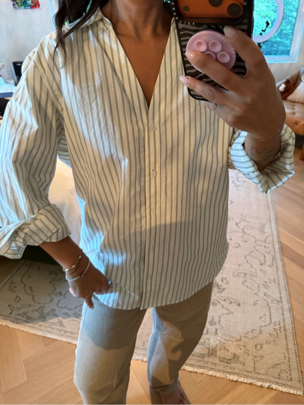 COS OPEN-COLLAR COTTON-POPLIN SHIRT